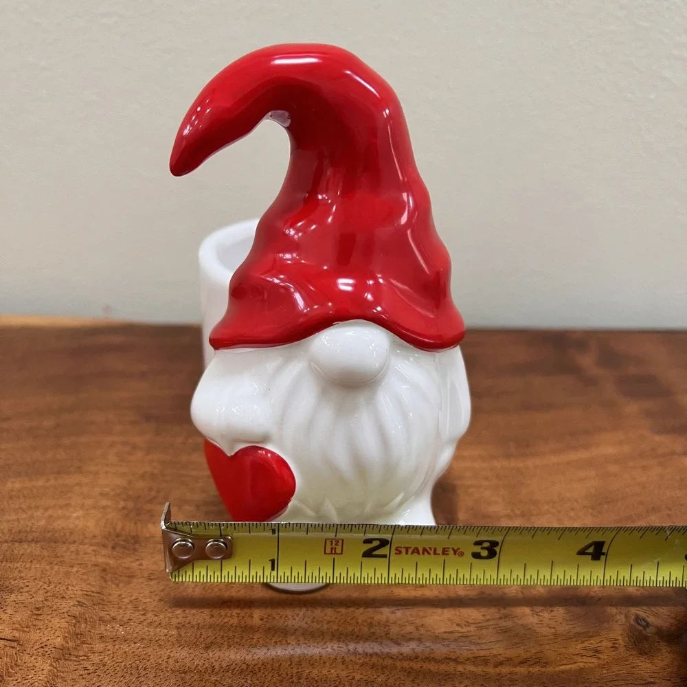 Christmas Holiday Love Heart Gnome Candy Dish Bowl Red‎ White